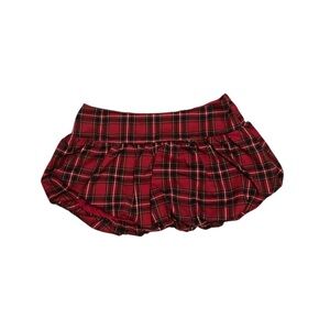 Hollister Red Plaid Mini Bubble Skirt